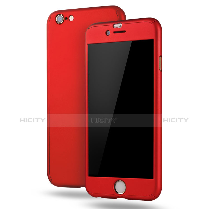 Handyhülle Hülle Kunststoff Schutzhülle Tasche Matt Vorder und Rückseite 360 Grad M02 für Apple iPhone 6S Plus Rot