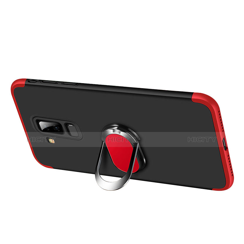 Handyhülle Hülle Kunststoff Schutzhülle Tasche Matt Vorder und Rückseite 360 Grad mit Fingerring Ständer für Samsung Galaxy A6 Plus