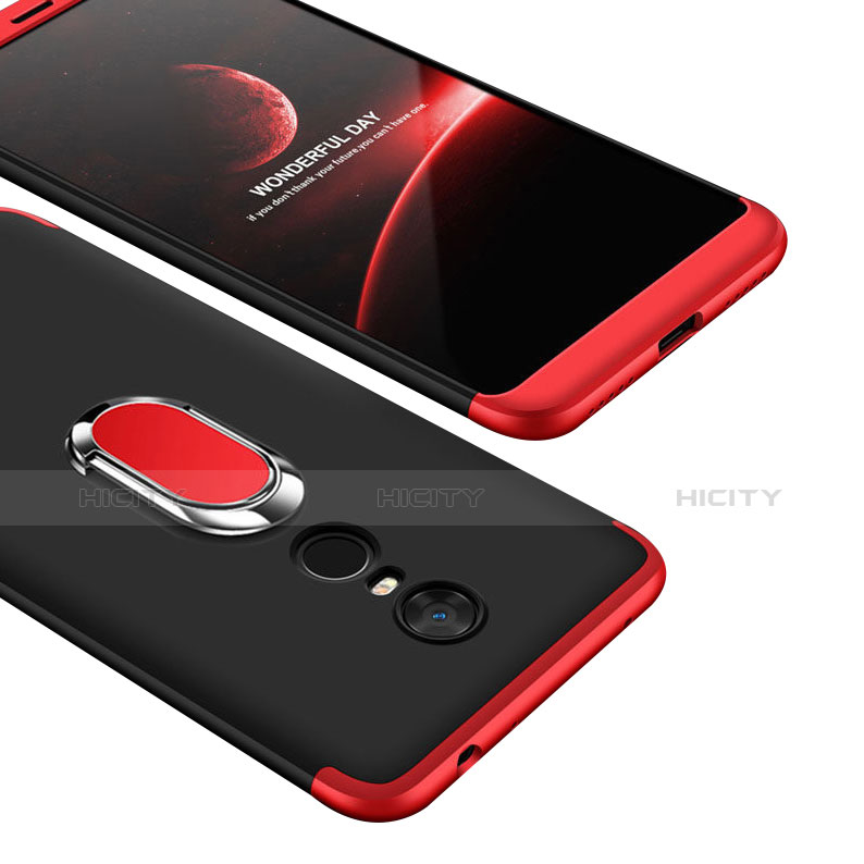 Handyhülle Hülle Kunststoff Schutzhülle Tasche Matt Vorder und Rückseite 360 Grad mit Fingerring Ständer für Xiaomi Redmi Note 5 Indian Version