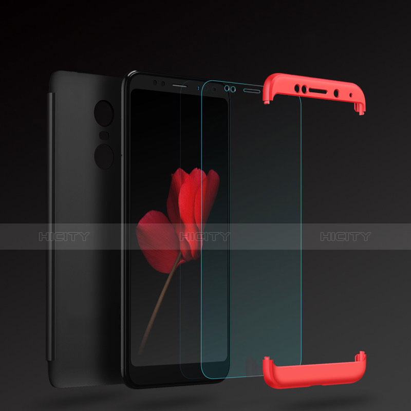 Handyhülle Hülle Kunststoff Schutzhülle Tasche Matt Vorder und Rückseite 360 Grad mit Fingerring Ständer für Xiaomi Redmi Note 5 Indian Version groß