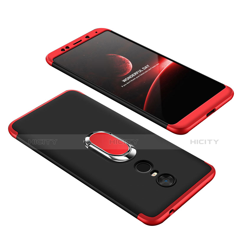 Handyhülle Hülle Kunststoff Schutzhülle Tasche Matt Vorder und Rückseite 360 Grad mit Fingerring Ständer für Xiaomi Redmi Note 5 Indian Version Plusfarbig