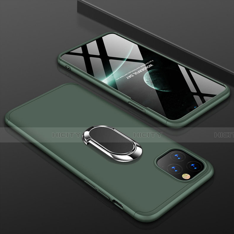 Handyhülle Hülle Kunststoff Schutzhülle Tasche Matt Vorder und Rückseite 360 Grad mit Fingerring Ständer R01 für Apple iPhone 11 Pro groß
