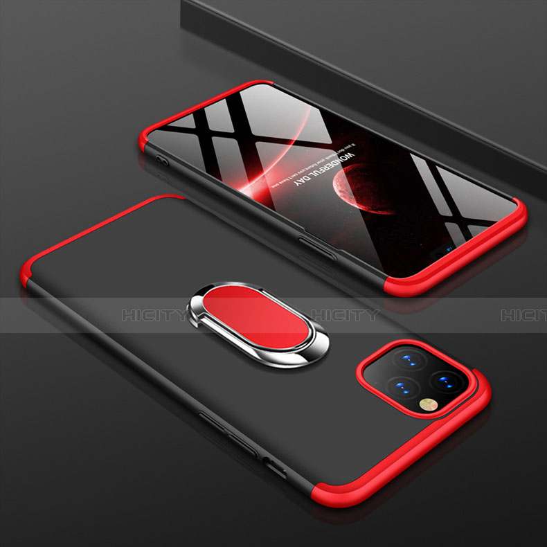 Handyhülle Hülle Kunststoff Schutzhülle Tasche Matt Vorder und Rückseite 360 Grad mit Fingerring Ständer R01 für Apple iPhone 11 Pro groß