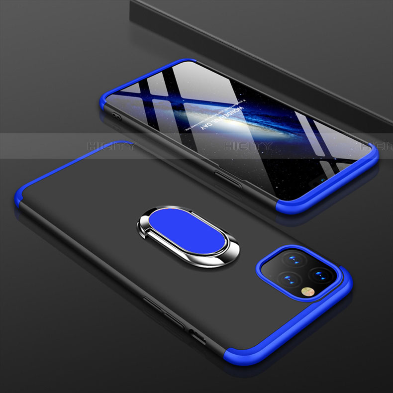 Handyhülle Hülle Kunststoff Schutzhülle Tasche Matt Vorder und Rückseite 360 Grad mit Fingerring Ständer R01 für Apple iPhone 11 Pro Max groß