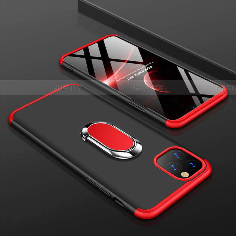 Handyhülle Hülle Kunststoff Schutzhülle Tasche Matt Vorder und Rückseite 360 Grad mit Fingerring Ständer R01 für Apple iPhone 11 Pro Max groß