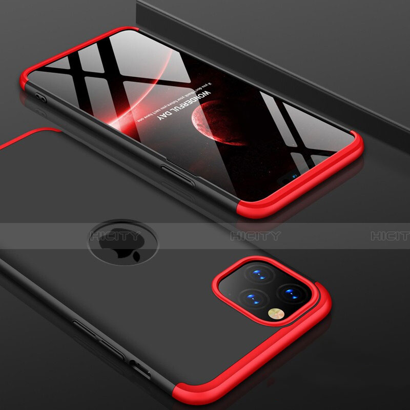 Handyhülle Hülle Kunststoff Schutzhülle Tasche Matt Vorder und Rückseite 360 Grad P01 für Apple iPhone 11 Pro Rot und Schwarz Plus
