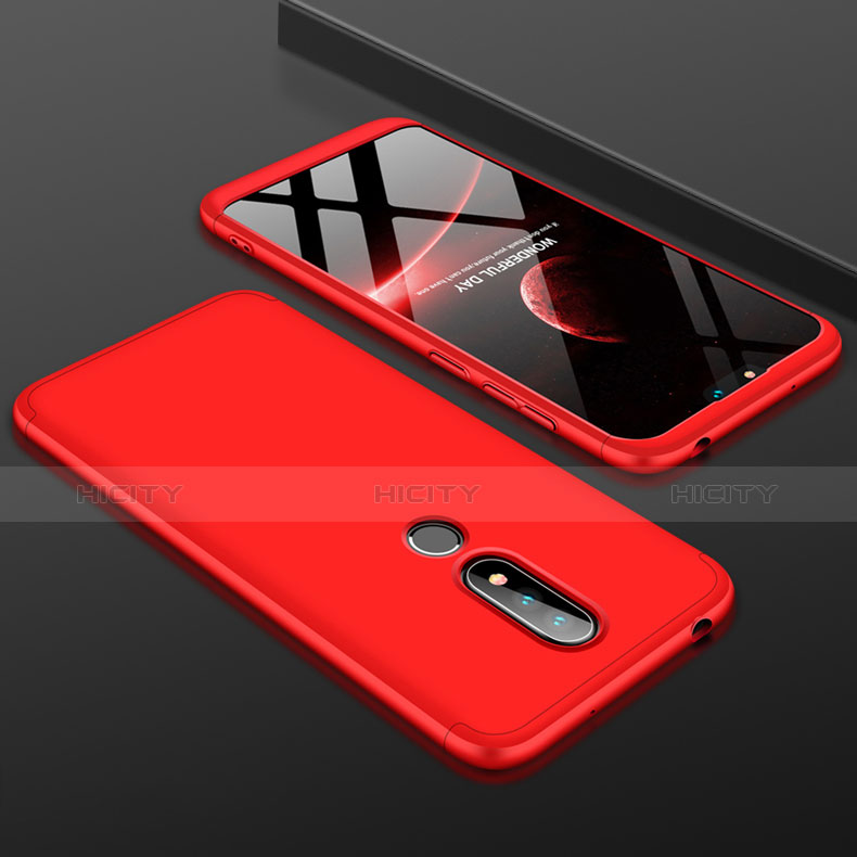 Handyhülle Hülle Kunststoff Schutzhülle Tasche Matt Vorder und Rückseite 360 Grad P01 für Nokia X6 Rot Plus