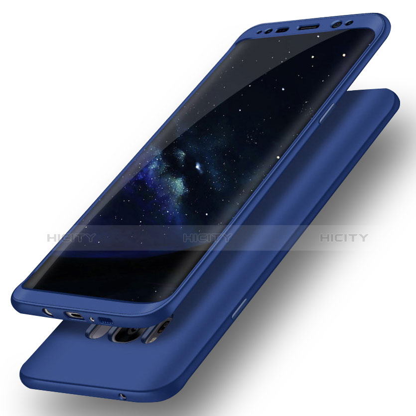 Handyhülle Hülle Kunststoff Schutzhülle Tasche Matt Vorder und Rückseite 360 Grad Q02 für Samsung Galaxy S8 Blau Plus