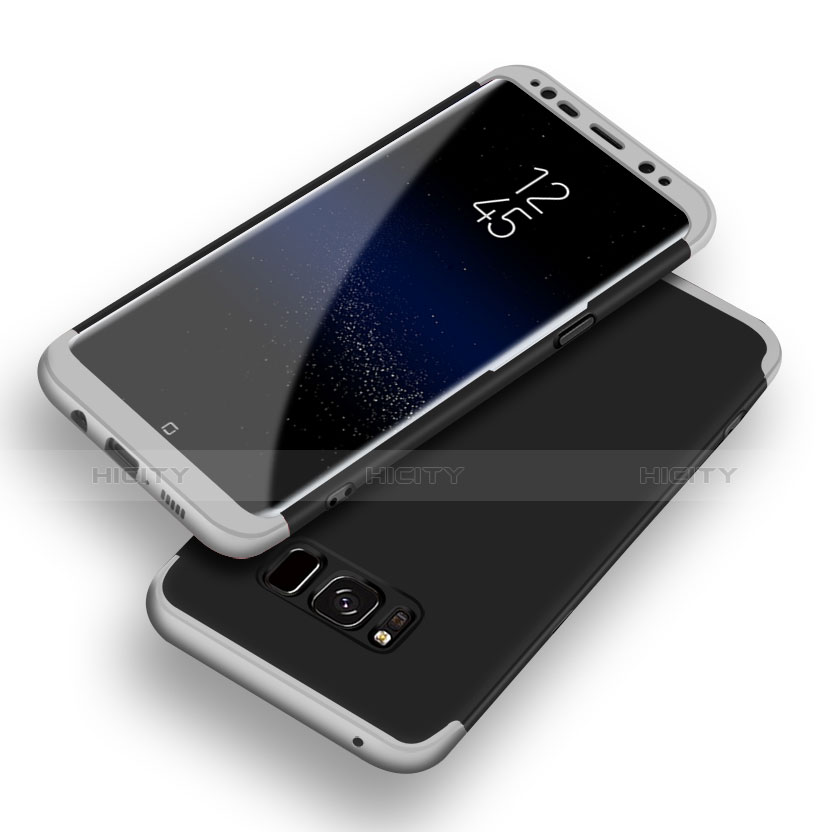 Handyhülle Hülle Kunststoff Schutzhülle Tasche Matt Vorder und Rückseite 360 Grad Q03 für Samsung Galaxy S8 Silber Plus