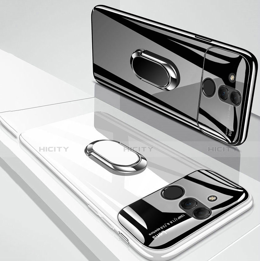 Handyhülle Hülle Kunststoff Schutzhülle Tasche Spiegel 360 Grad mit Magnetisch Fingerring Ständer für Huawei Mate 20 Lite groß