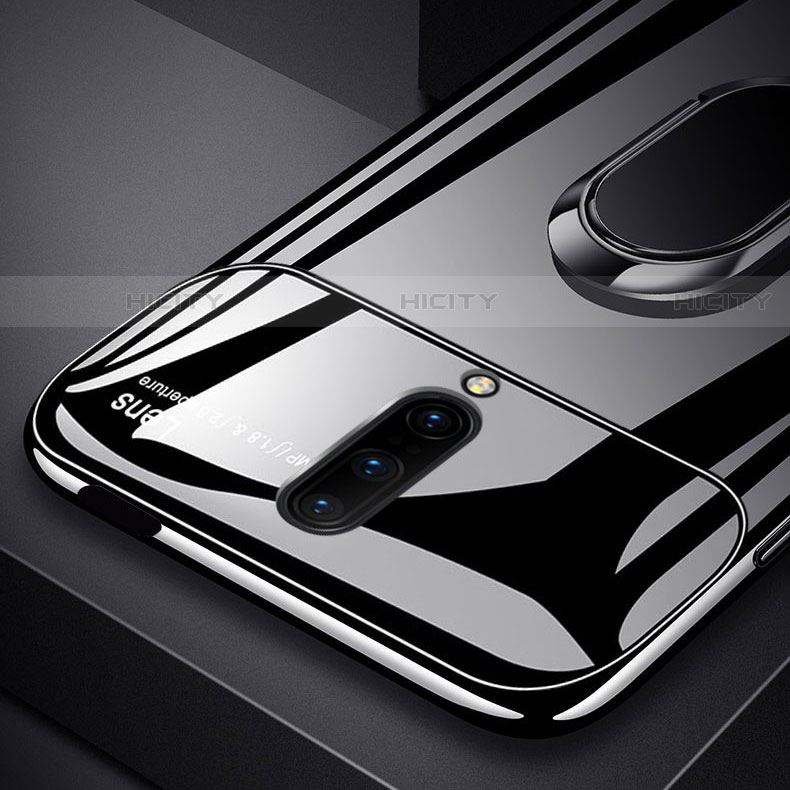 Handyhülle Hülle Kunststoff Schutzhülle Tasche Spiegel 360 Grad mit Magnetisch Fingerring Ständer für OnePlus 7 Pro