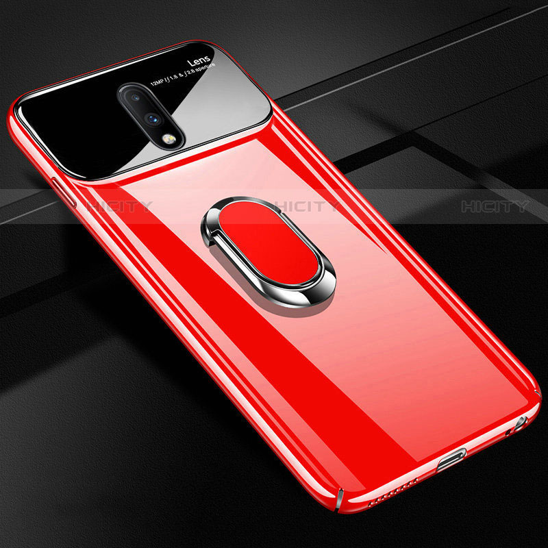 Handyhülle Hülle Kunststoff Schutzhülle Tasche Spiegel 360 Grad mit Magnetisch Fingerring Ständer für OnePlus 7 Rot Plus