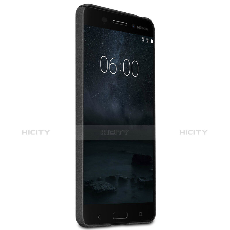 Handyhülle Hülle Kunststoff Schutzhülle Treibsand für Nokia 6 Schwarz groß