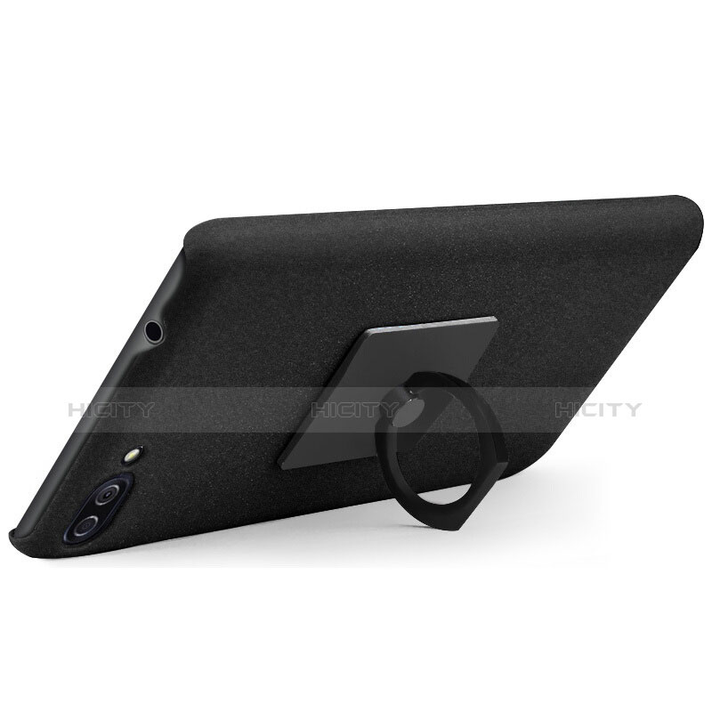 Handyhülle Hülle Kunststoff Schutzhülle Treibsand mit Fingerring Ständer für Asus Zenfone 4 Max ZC554KL Schwarz groß
