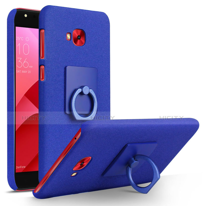 Handyhülle Hülle Kunststoff Schutzhülle Treibsand mit Fingerring Ständer für Asus Zenfone 4 Selfie Pro Blau Plus