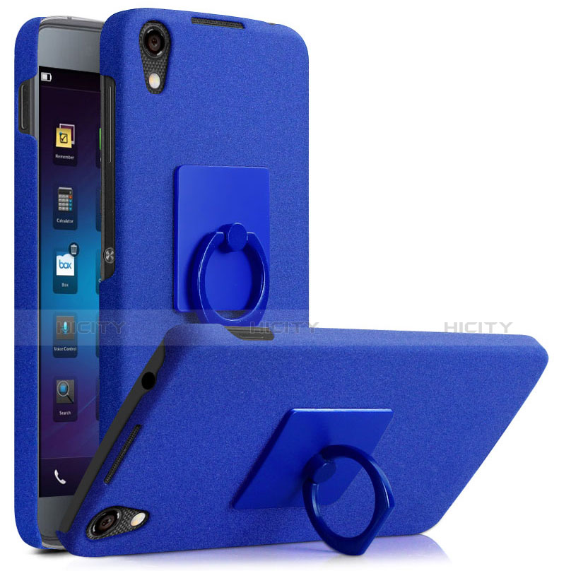 Handyhülle Hülle Kunststoff Schutzhülle Treibsand mit Fingerring Ständer für Blackberry DTEK50 Blau Plus