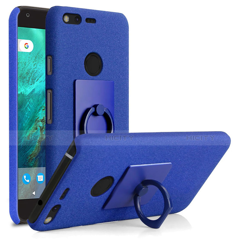 Handyhülle Hülle Kunststoff Schutzhülle Treibsand mit Fingerring Ständer für Google Pixel XL Blau Plus