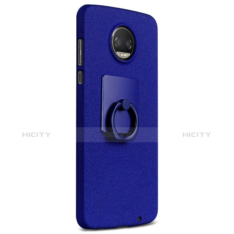 Handyhülle Hülle Kunststoff Schutzhülle Treibsand mit Fingerring Ständer für Motorola Moto Z2 Force Blau