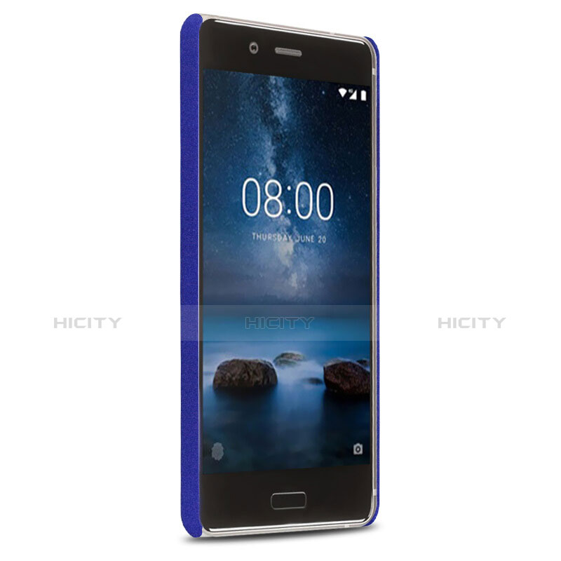 Handyhülle Hülle Kunststoff Schutzhülle Treibsand mit Fingerring Ständer für Nokia 8 Blau