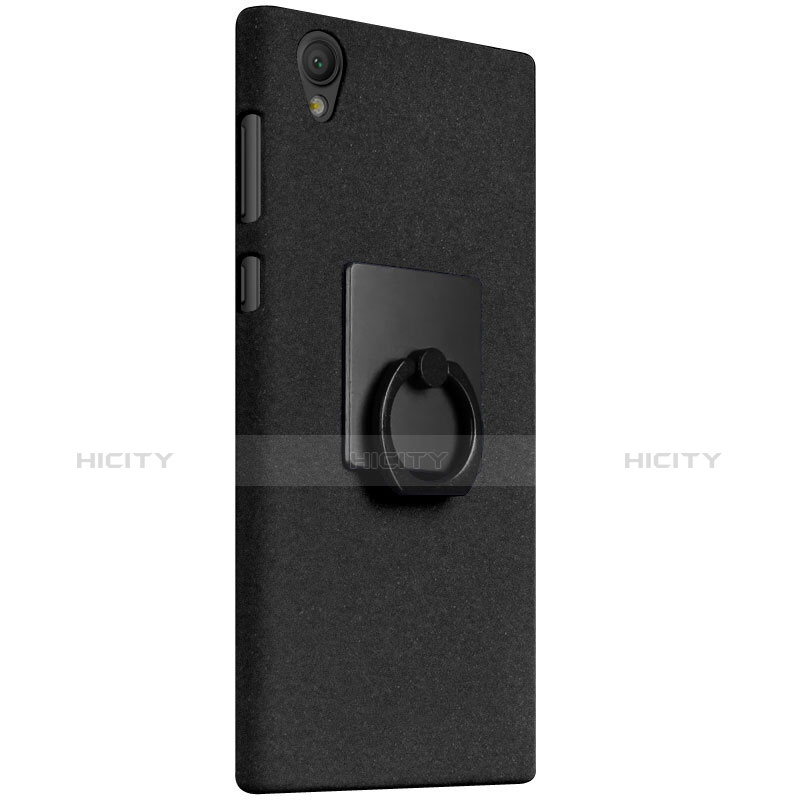 Handyhülle Hülle Kunststoff Schutzhülle Treibsand mit Fingerring Ständer für Sony Xperia L1 Schwarz