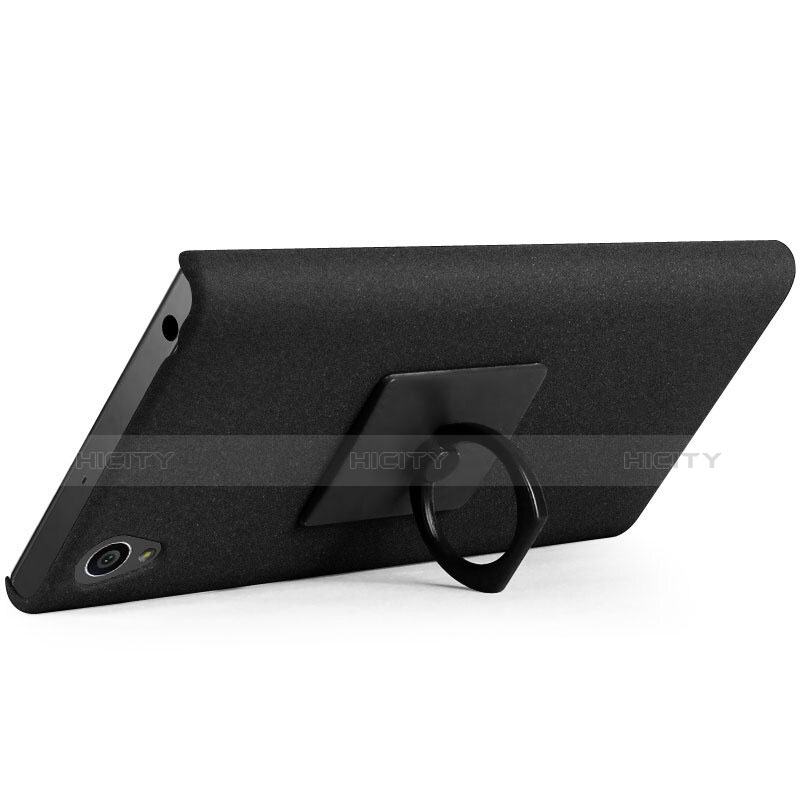 Handyhülle Hülle Kunststoff Schutzhülle Treibsand mit Fingerring Ständer für Sony Xperia L1 Schwarz