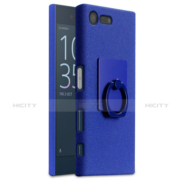 Handyhülle Hülle Kunststoff Schutzhülle Treibsand mit Fingerring Ständer für Sony Xperia X Compact Blau groß
