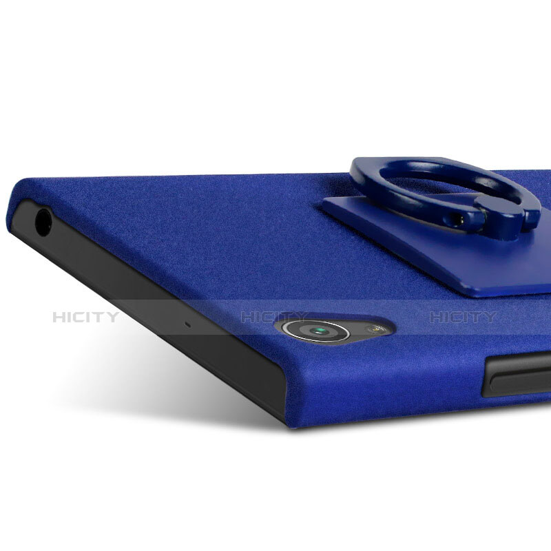 Handyhülle Hülle Kunststoff Schutzhülle Treibsand mit Fingerring Ständer für Sony Xperia XA1 Ultra Blau groß