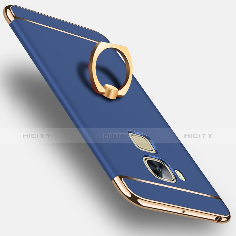 Handyhülle Hülle Luxus Aluminium Metall mit Fingerring Ständer für Huawei G7 Plus Blau Plus