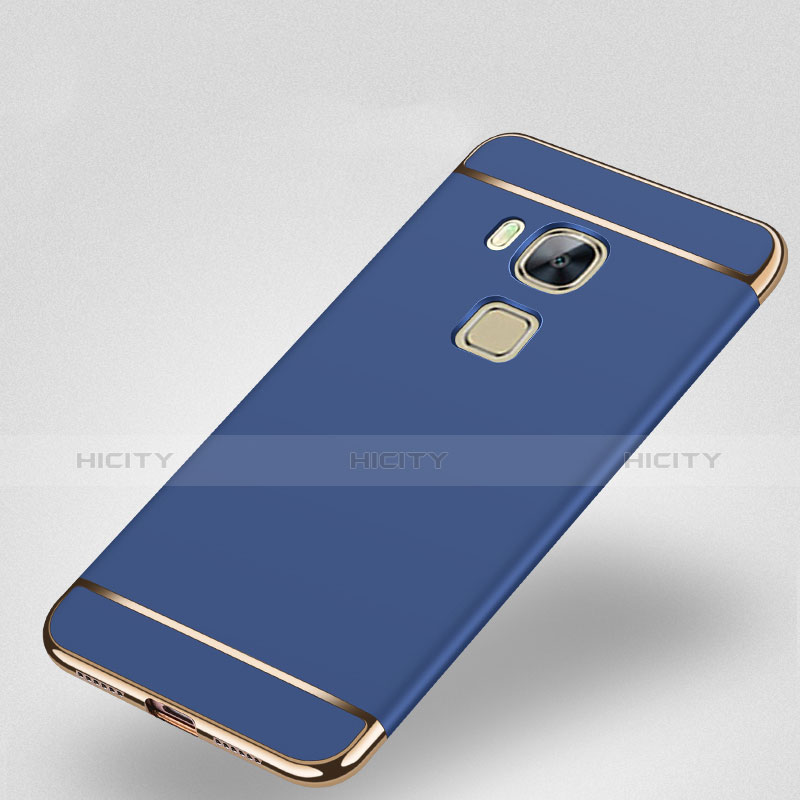 Handyhülle Hülle Luxus Aluminium Metall mit Fingerring Ständer für Huawei G7 Plus Blau groß