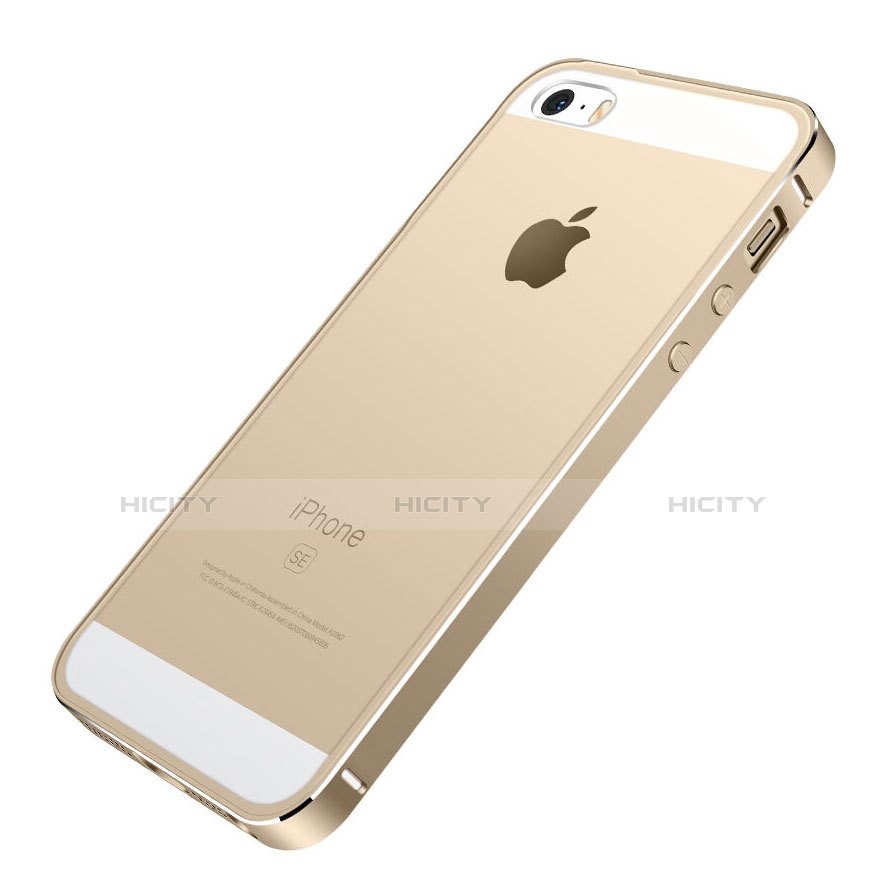 Handyhülle Hülle Luxus Aluminium Metall Rahmen für Apple iPhone SE Gold