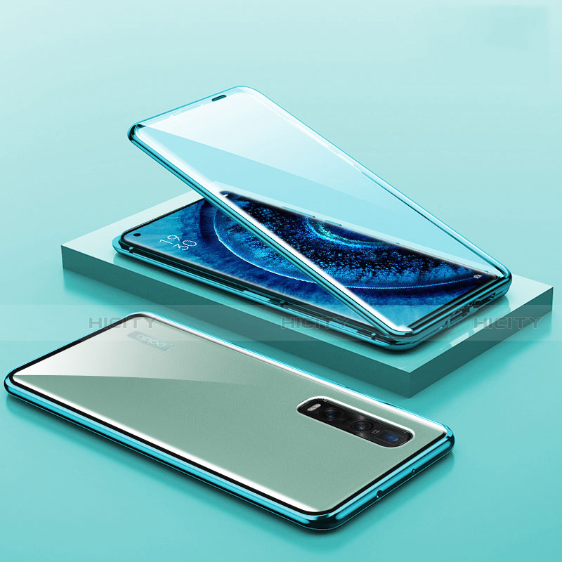 Handyhülle Hülle Luxus Aluminium Metall Rahmen Spiegel 360 Grad Ganzkörper Tasche A02 für Oppo Find X2 Pro