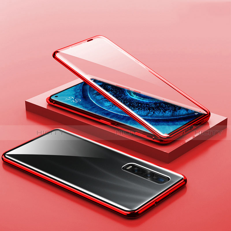 Handyhülle Hülle Luxus Aluminium Metall Rahmen Spiegel 360 Grad Ganzkörper Tasche A02 für Oppo Find X2 Pro