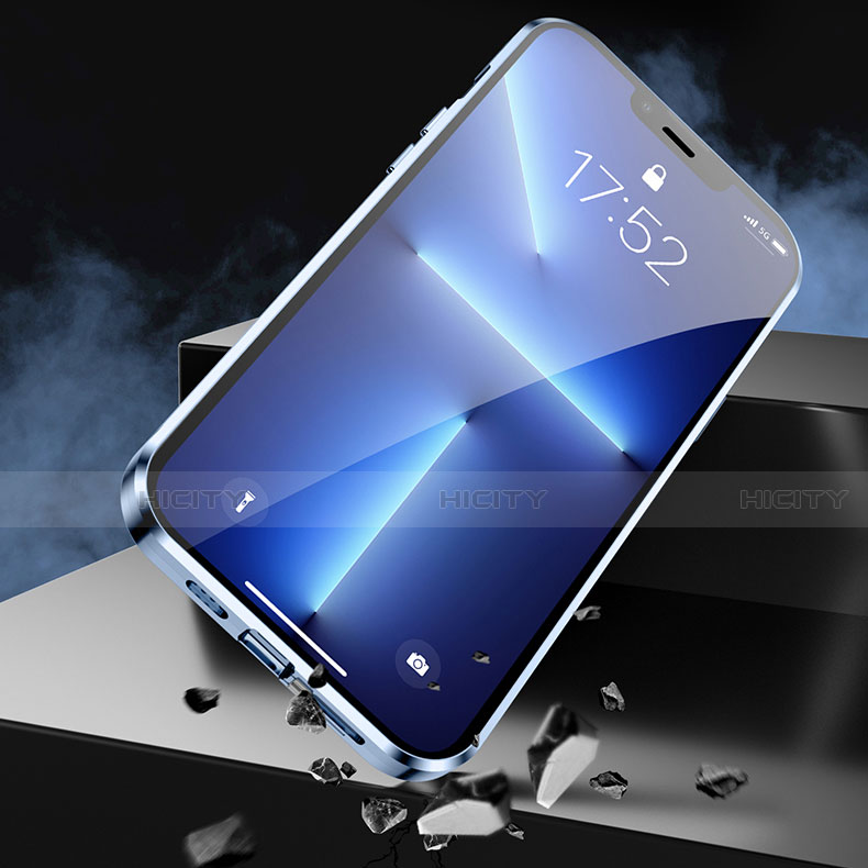 Handyhülle Hülle Luxus Aluminium Metall Rahmen Spiegel 360 Grad Ganzkörper Tasche für Apple iPhone 13 Pro Max