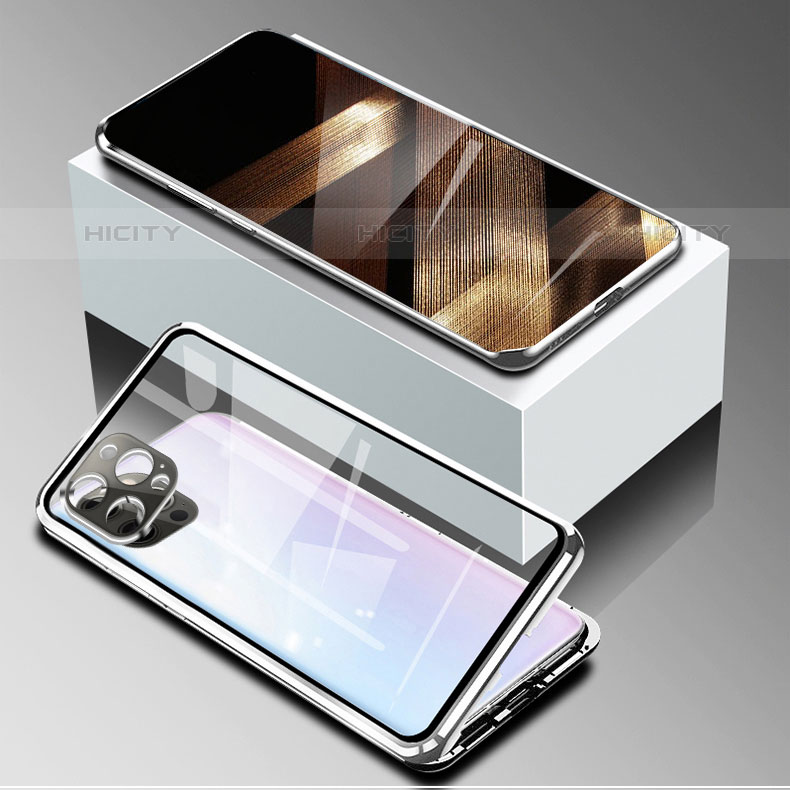 Handyhülle Hülle Luxus Aluminium Metall Rahmen Spiegel 360 Grad Ganzkörper Tasche für Apple iPhone 15 Pro