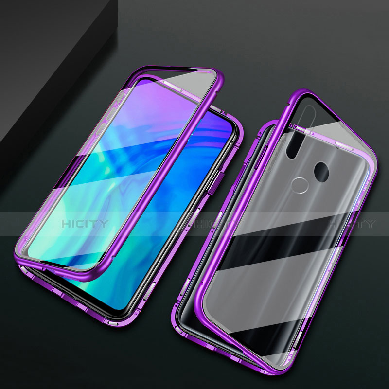 Handyhülle Hülle Luxus Aluminium Metall Rahmen Spiegel 360 Grad Ganzkörper Tasche für Huawei Enjoy 10 Plus Violett Plus
