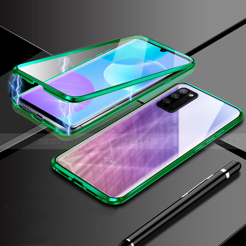 Handyhülle Hülle Luxus Aluminium Metall Rahmen Spiegel 360 Grad Ganzkörper Tasche für Huawei Honor 30 Lite 5G Grün