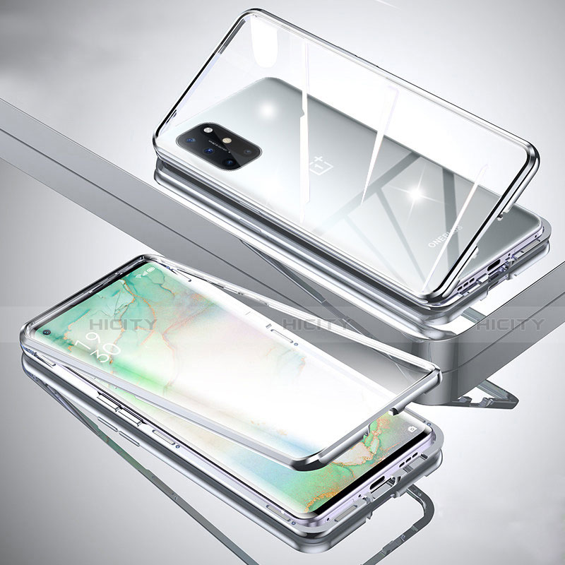 Handyhülle Hülle Luxus Aluminium Metall Rahmen Spiegel 360 Grad Ganzkörper Tasche für OnePlus 8T 5G groß