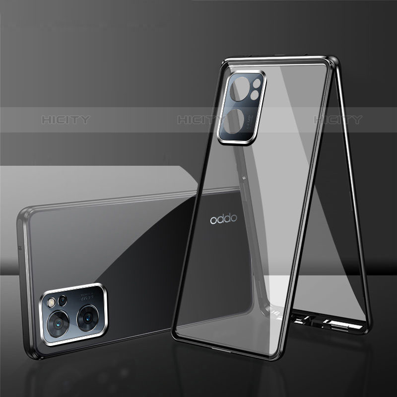 Handyhülle Hülle Luxus Aluminium Metall Rahmen Spiegel 360 Grad Ganzkörper Tasche für OnePlus Nord N300 5G Schwarz