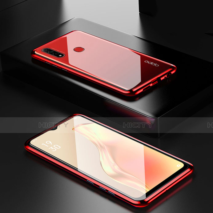 Handyhülle Hülle Luxus Aluminium Metall Rahmen Spiegel 360 Grad Ganzkörper Tasche für Oppo A8 Rot