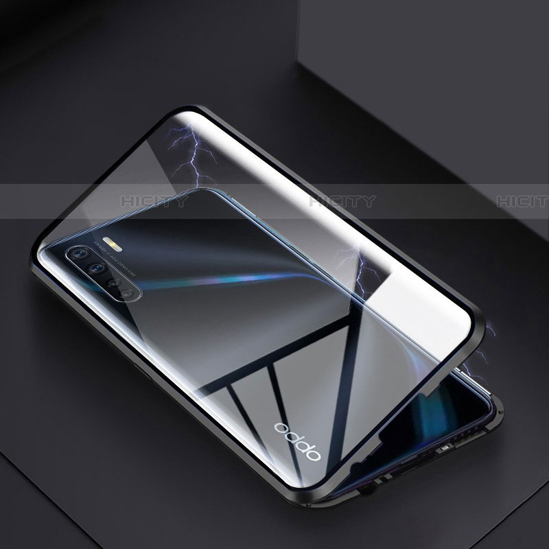 Handyhülle Hülle Luxus Aluminium Metall Rahmen Spiegel 360 Grad Ganzkörper Tasche für Oppo A91 groß