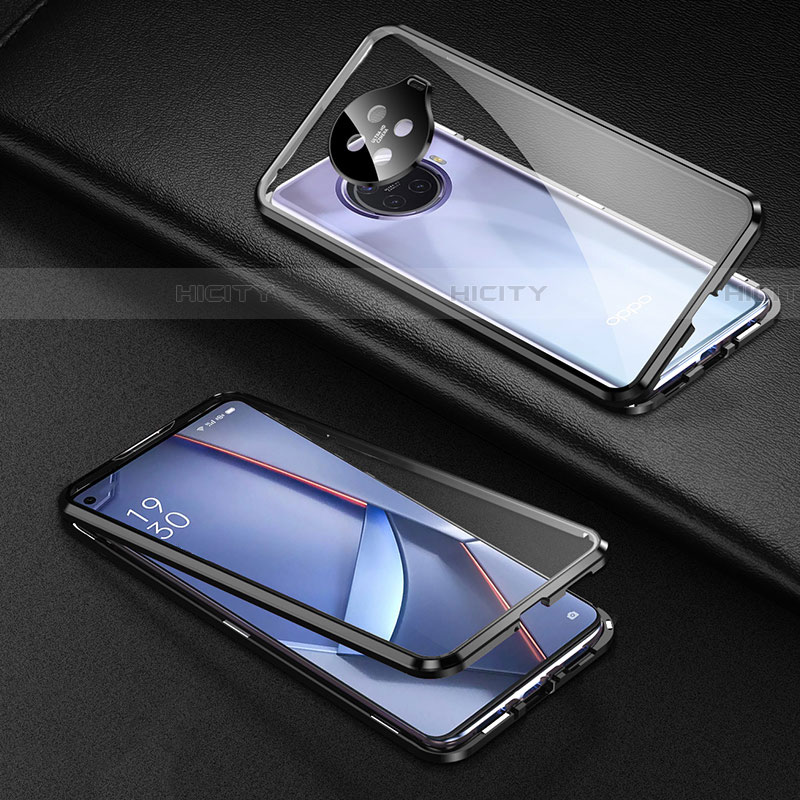 Handyhülle Hülle Luxus Aluminium Metall Rahmen Spiegel 360 Grad Ganzkörper Tasche für Oppo Ace2 Schwarz Plus