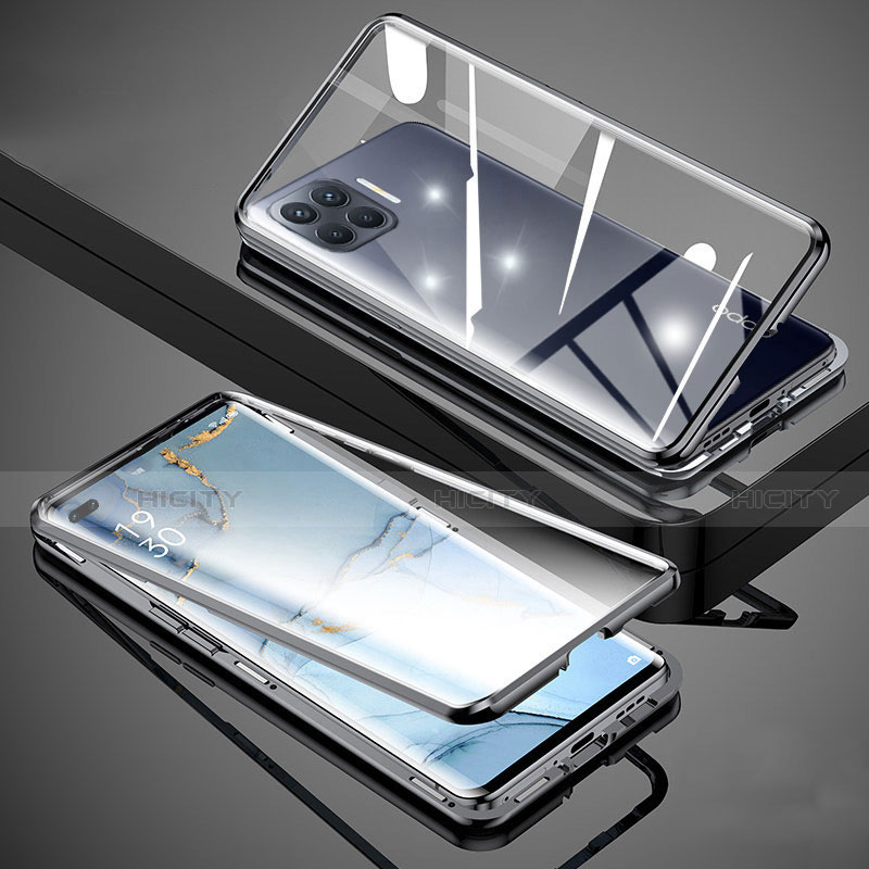 Handyhülle Hülle Luxus Aluminium Metall Rahmen Spiegel 360 Grad Ganzkörper Tasche für Oppo F17 Pro groß