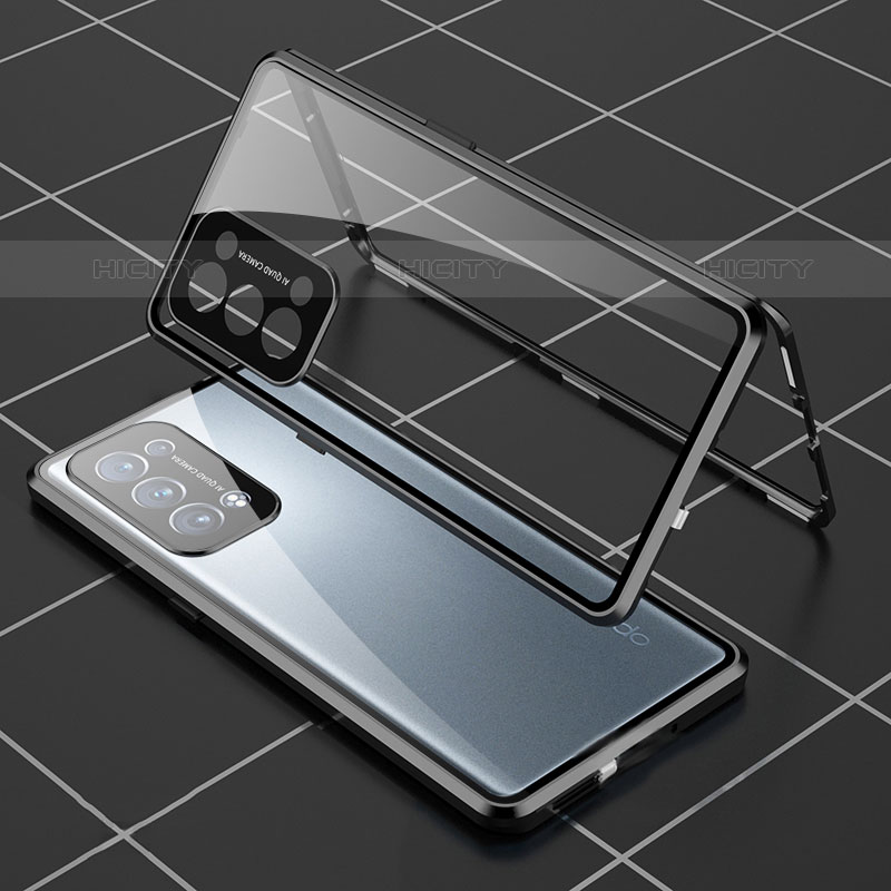 Handyhülle Hülle Luxus Aluminium Metall Rahmen Spiegel 360 Grad Ganzkörper Tasche für Oppo Reno6 Pro 5G