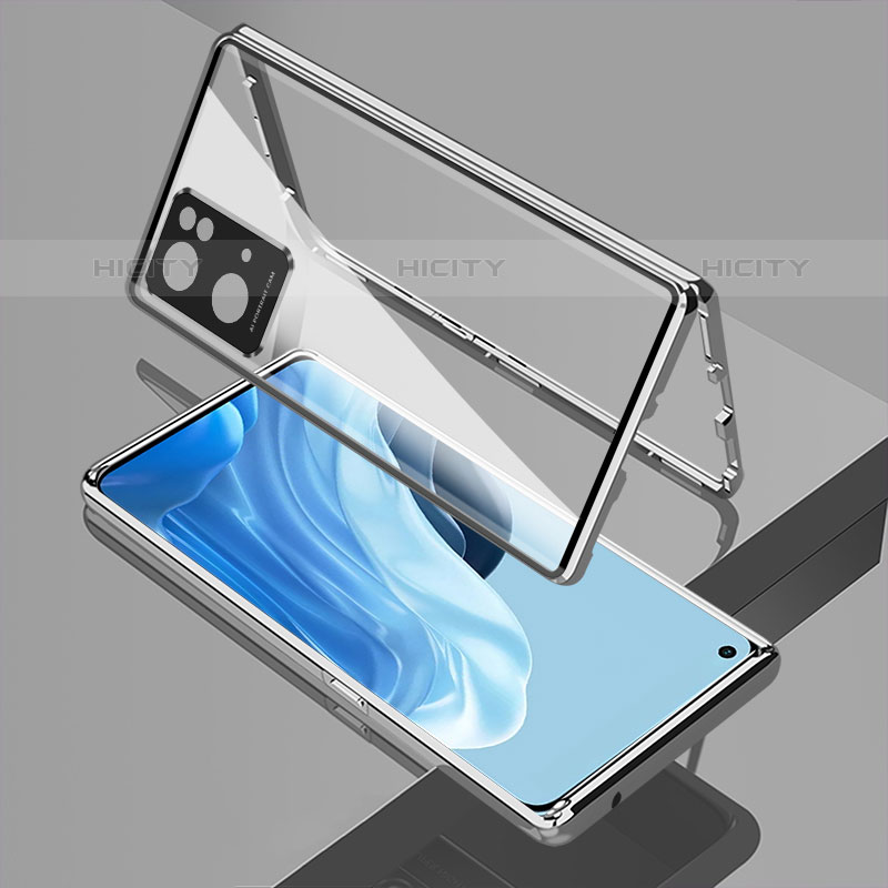Handyhülle Hülle Luxus Aluminium Metall Rahmen Spiegel 360 Grad Ganzkörper Tasche für Oppo Reno7 Pro 5G