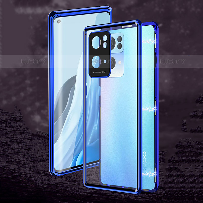 Handyhülle Hülle Luxus Aluminium Metall Rahmen Spiegel 360 Grad Ganzkörper Tasche für Oppo Reno7 Pro 5G