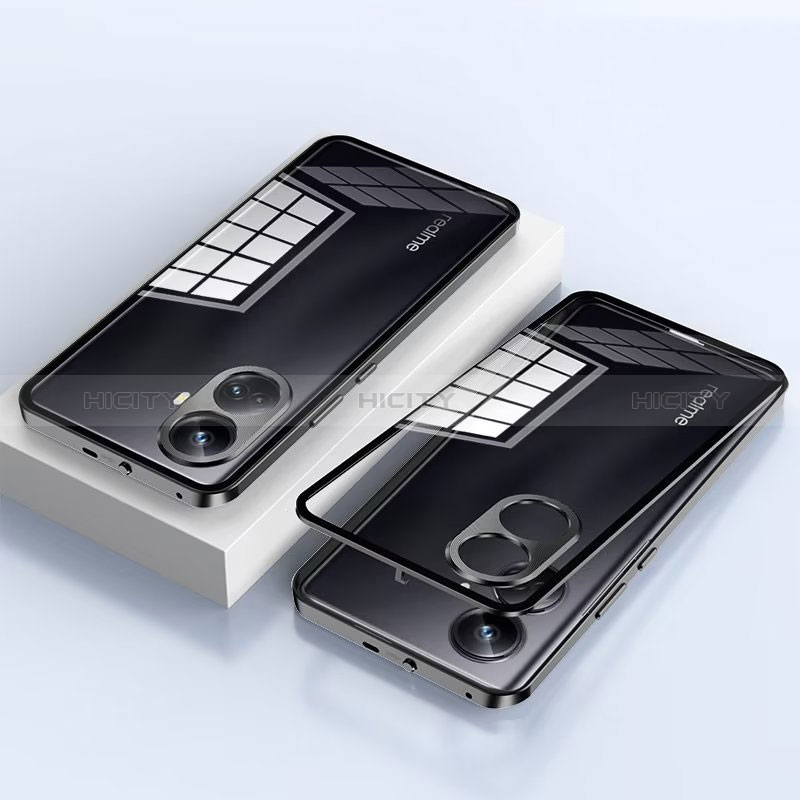 Handyhülle Hülle Luxus Aluminium Metall Rahmen Spiegel 360 Grad Ganzkörper Tasche für Realme 10 Pro+ Plus 5G