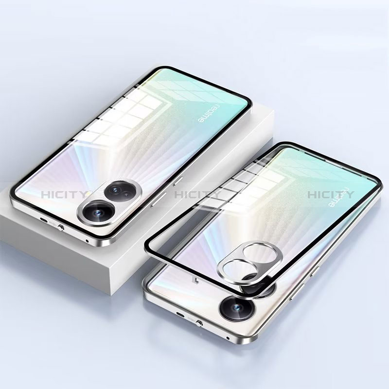 Handyhülle Hülle Luxus Aluminium Metall Rahmen Spiegel 360 Grad Ganzkörper Tasche für Realme 10 Pro+ Plus 5G