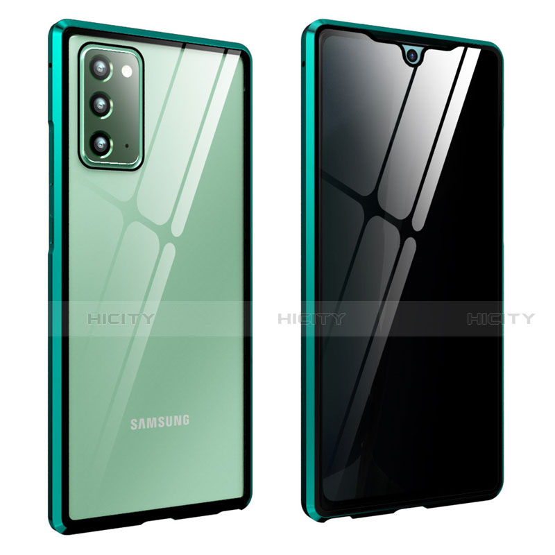 Handyhülle Hülle Luxus Aluminium Metall Rahmen Spiegel 360 Grad Ganzkörper Tasche für Samsung Galaxy Note 20 5G Grün Plus