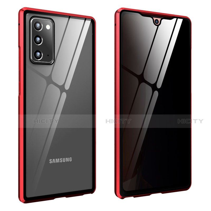 Handyhülle Hülle Luxus Aluminium Metall Rahmen Spiegel 360 Grad Ganzkörper Tasche für Samsung Galaxy Note 20 5G Rot Plus