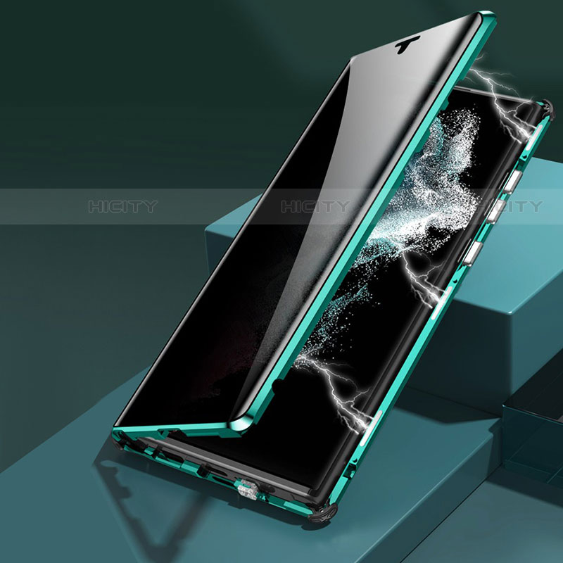 Handyhülle Hülle Luxus Aluminium Metall Rahmen Spiegel 360 Grad Ganzkörper Tasche für Samsung Galaxy S21 Ultra 5G groß